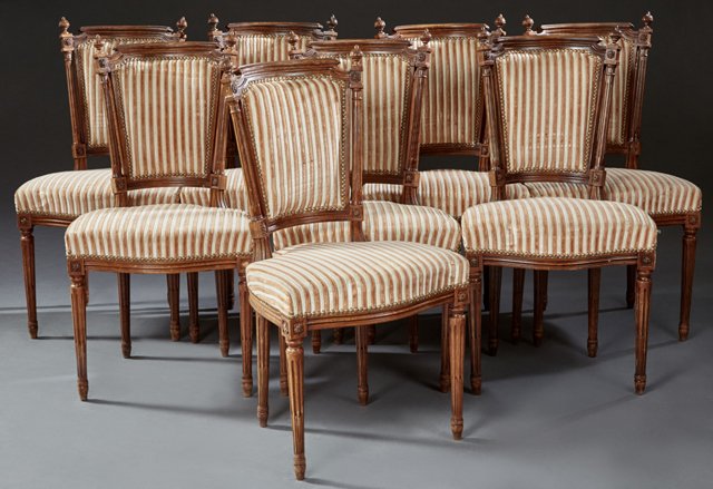 Set of Eight French Louis XVI Style Carved Beech Dining (1 of 1)