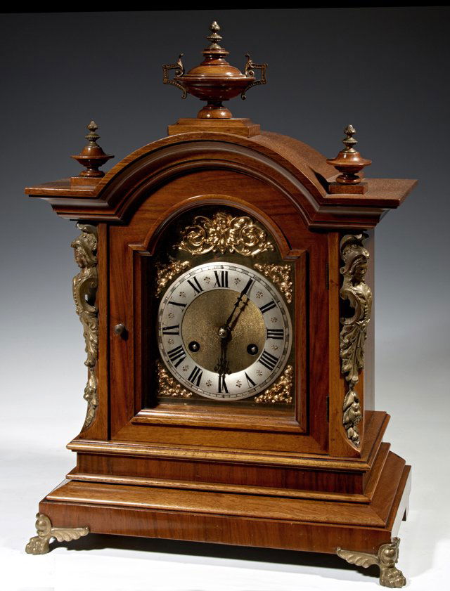 English Carved Mahogany Bronze Mounted Bracket Clock, (1 of 1)