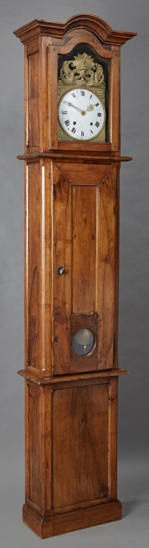 French Carved Walnut Tall Case Clock, mid 19th c., the (1 of 1)