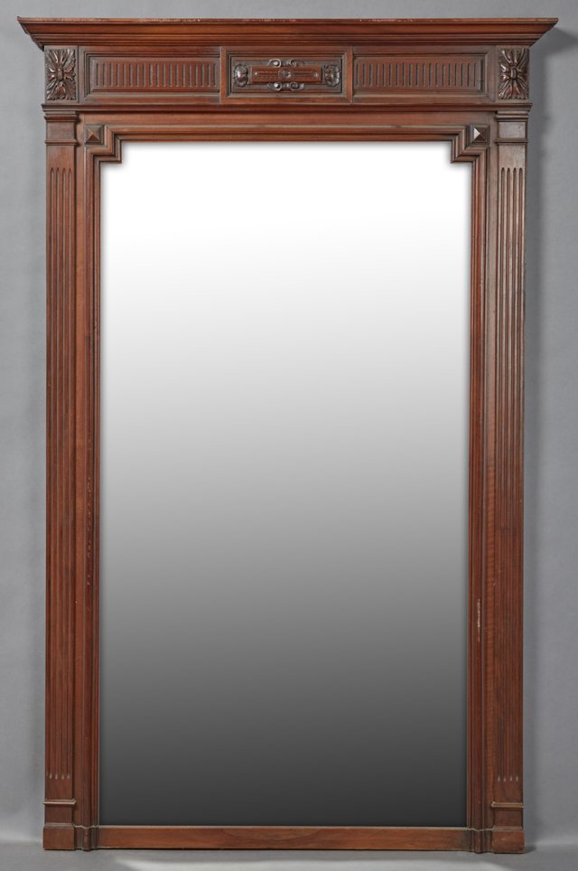 French Henri II Style Carved Walnut Overmantel Mirror, (1 of 1)