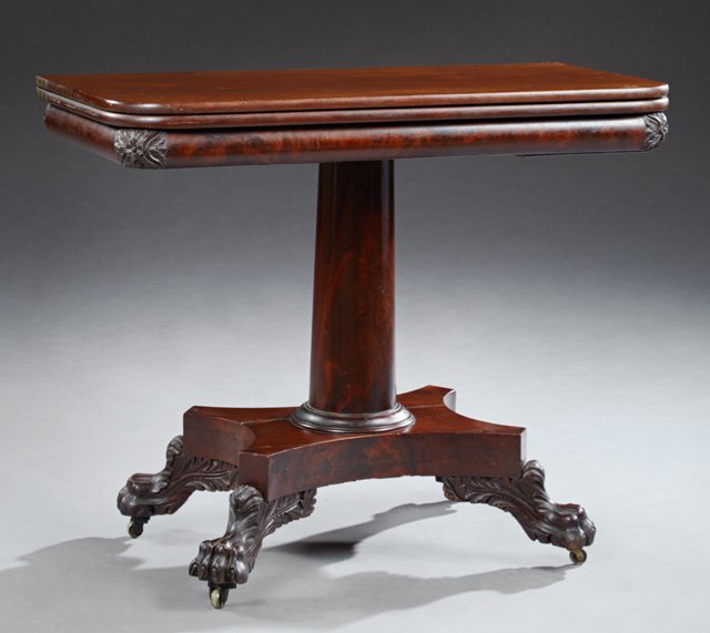 American Classical Style Carved Mahogany Games Table, (1 of 2)