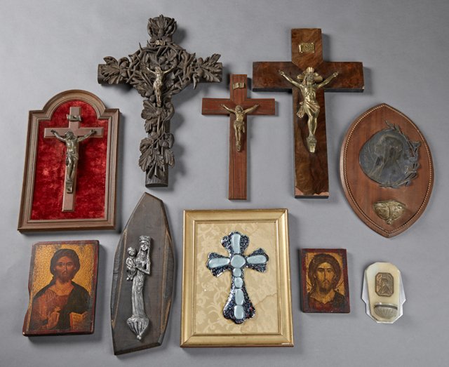 Group of Ten French Religious Items, 20th c., (1 of 1)
