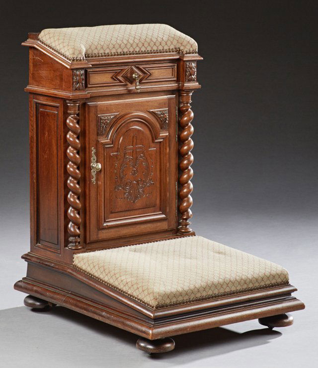 Unusual French Carved Walnut Prie Dieu, late 19th c., (1 of 1)