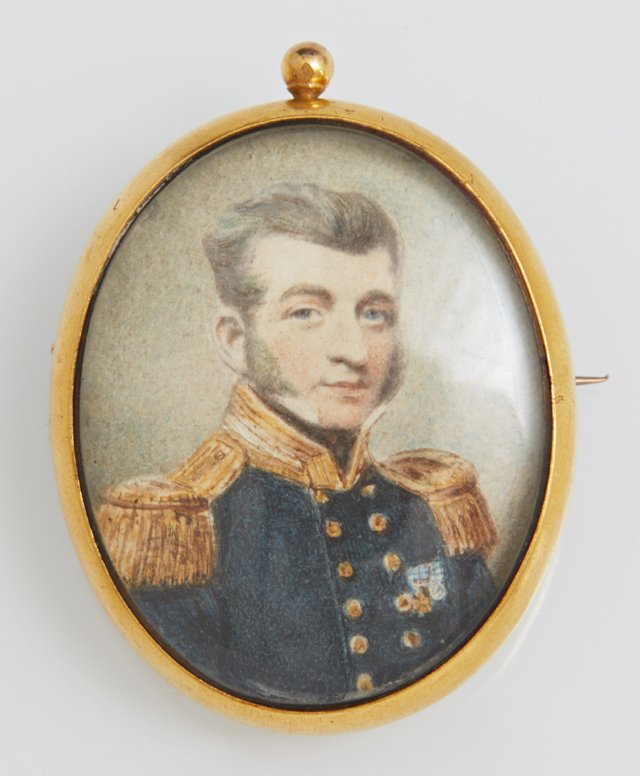 English 15K Yellow Gold Portrait Brooch, 19th c., with (1 of 1)