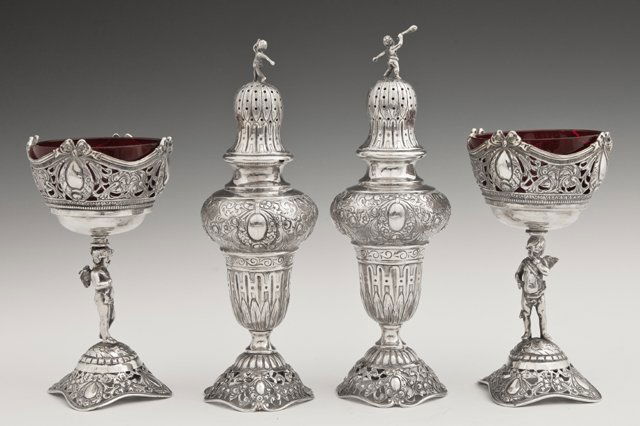 Group of Four German .800 Silver Table Articles, late (1 of 1)