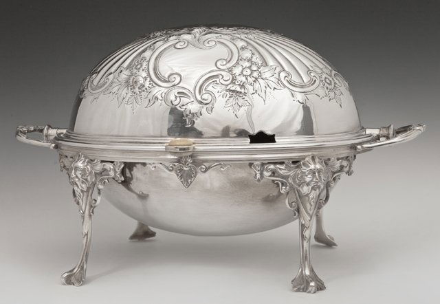 English Silver Plated Revolving Breakfast Dish, early (1 of 2)