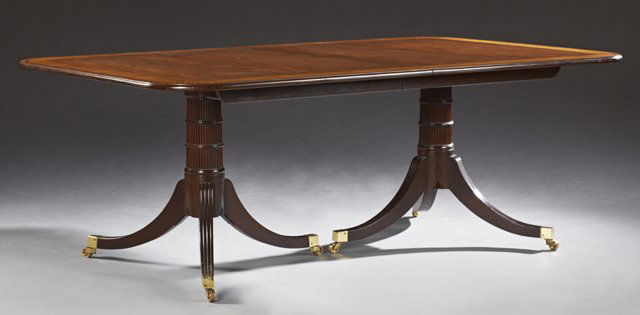 Georgian Style Double Pedestal Banded Mahogany Dining (1 of 2)