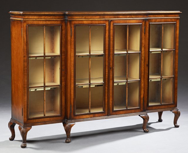 English Queen Anne Style Carved Walnut Breakfront (1 of 1)