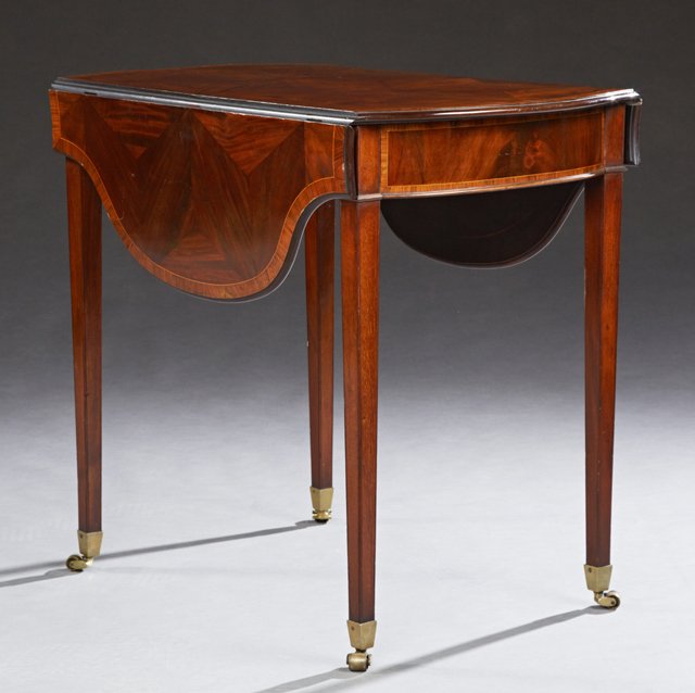 English Inlaid Banded Mahogany Pembroke Table, late (1 of 2)