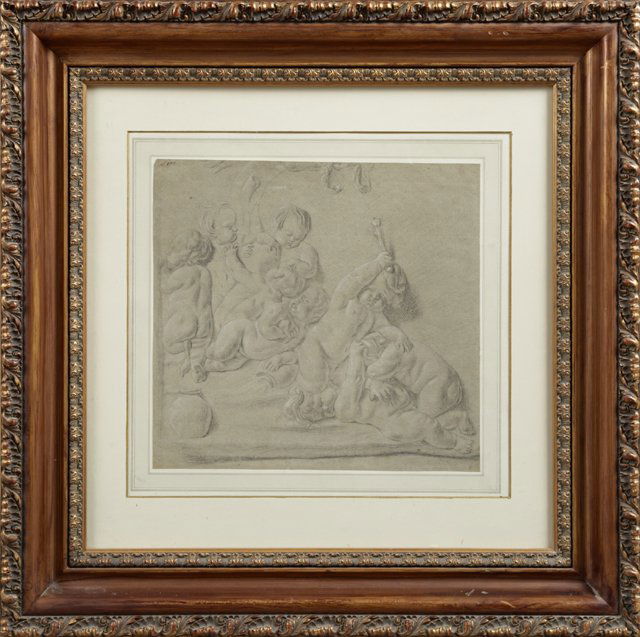 English School, "Quarreling Putti," 19th c., graphite (1 of 1)