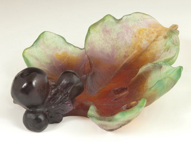 Daum Pate de Verre Fig Leaf Bowl, 20th c., the (1 of 1)