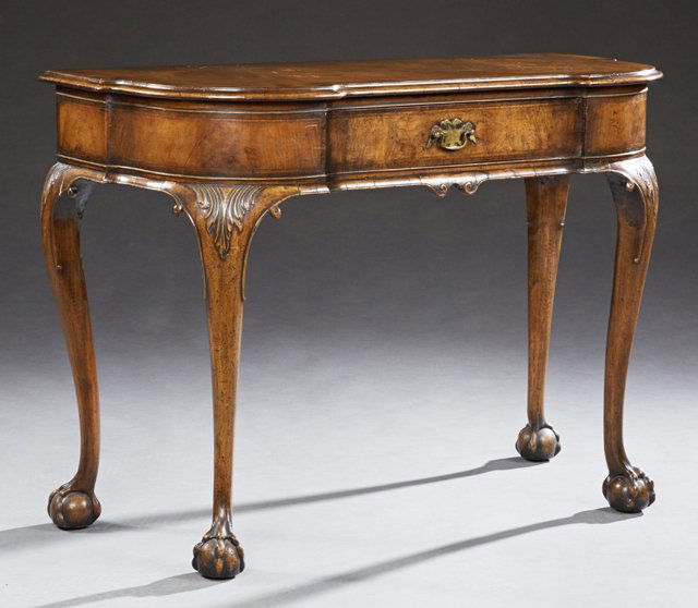 Chippendale Style Carved Inlaid Mahogany Console Table, (1 of 1)