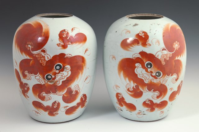 Pair of Chinese Baluster Form Porcelain Vases, late (1 of 6)