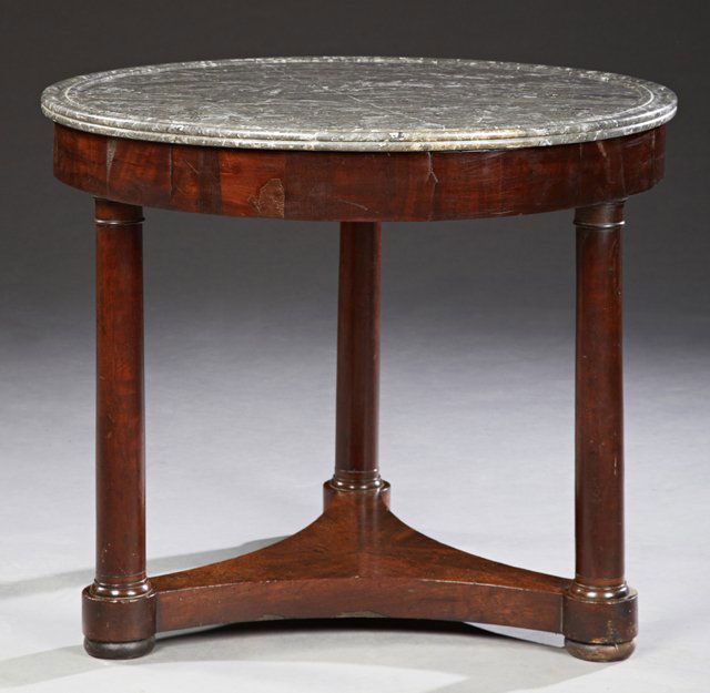 French Empire Style Carved Mahogany Marble Top Center (1 of 1)
