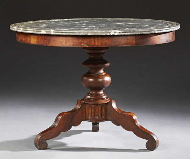 French Louis Philippe Carved Mahogany Marble Top Center (1 of 1)