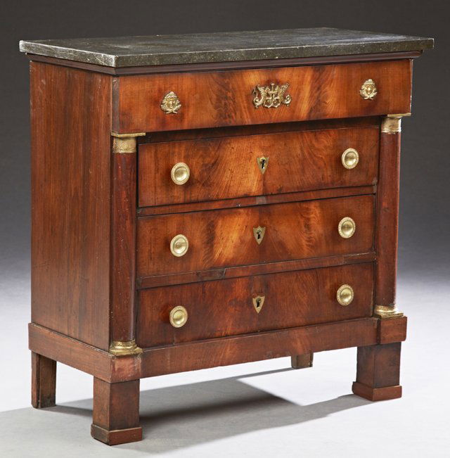 Diminutive French Carved Mahogany Ormolu Mounted Marble (1 of 1)