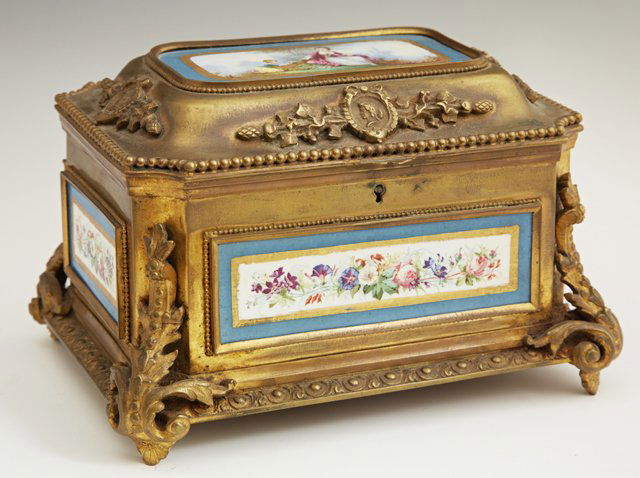 Sevres Style Porcelain and Gilt Bronze Jewelry Casket, (1 of 3)