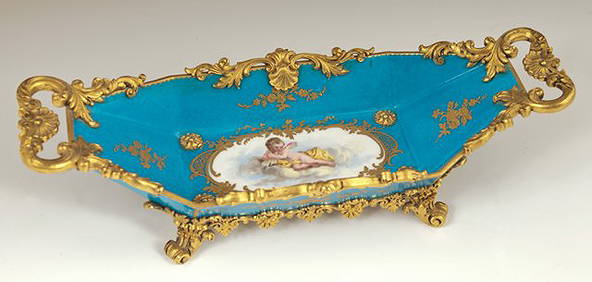 "Sevres" Style Gilt Bronze Mounted Center Bowl, late (1 of 2)