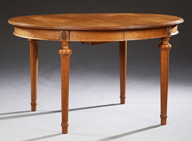 Louis XVI Style Carved Oak Oval Dining Table, 20th c., (1 of 1)