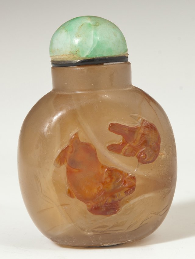 Chinese Carved Agate Snuff Bottle, early 20th c., the (1 of 6)