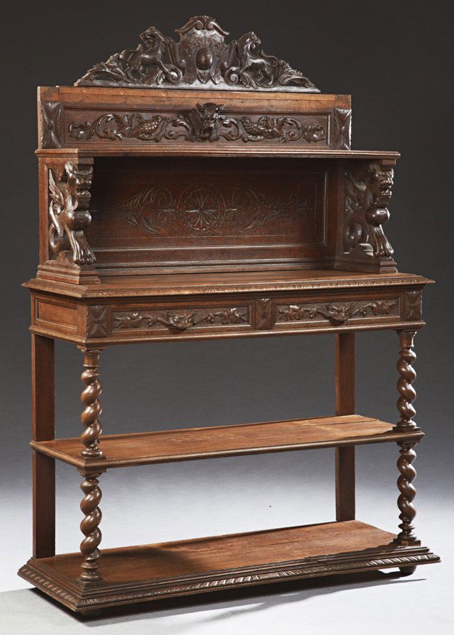 French Henri II Style Carved Oak Serving Trolley, 19th (1 of 8)