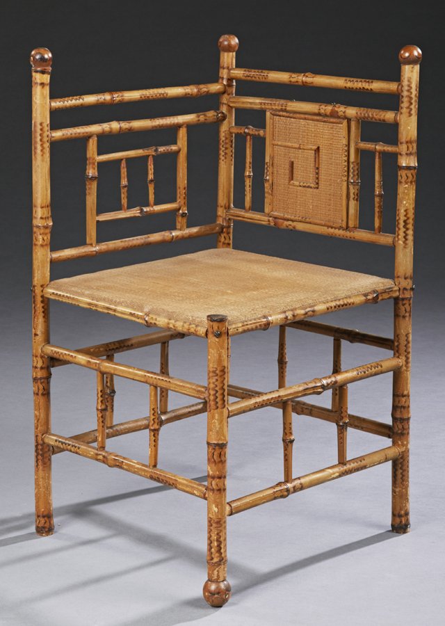 Anglo Indian Bamboo Corner Chair, c. 1880, with a woven (1 of 1)
