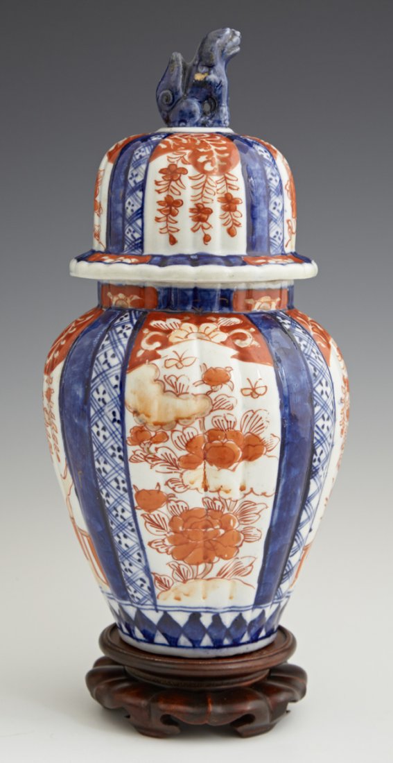 Imari Covered Ribbed Porcelain Ginger Jar, 19th c., (1 of 1)