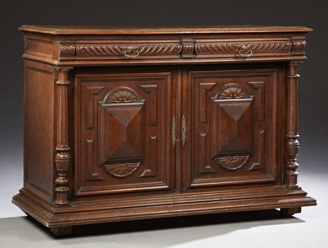French Henri II Style Carved Oak Sideboard, c. 1880, (1 of 1)