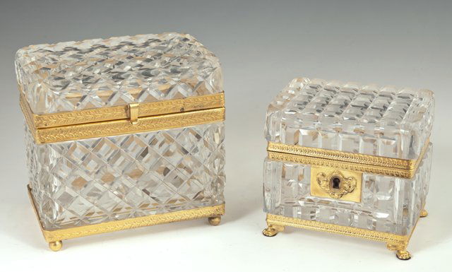 Two Gilt Brass and Crystal Dresser Boxes, early 20th (1 of 1)