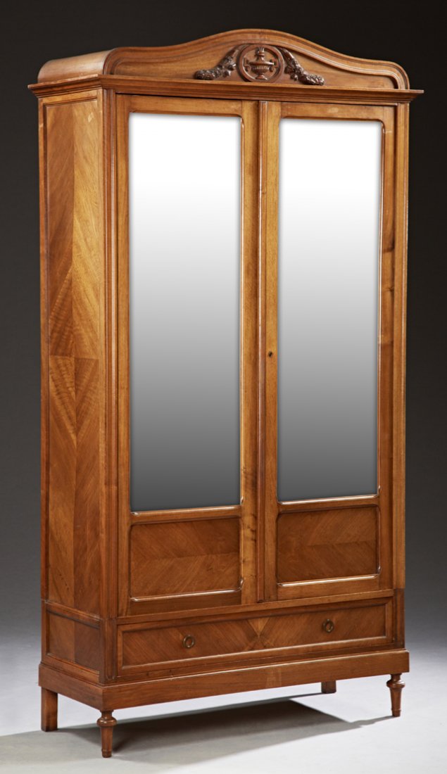 French Louis XV Style Carved Mahogany Armoire, c. 1910, (1 of 3)