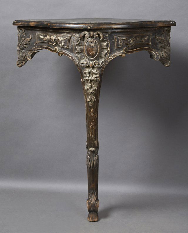 French Louis XV Style Polychromed Beech Corner Console, (1 of 1)