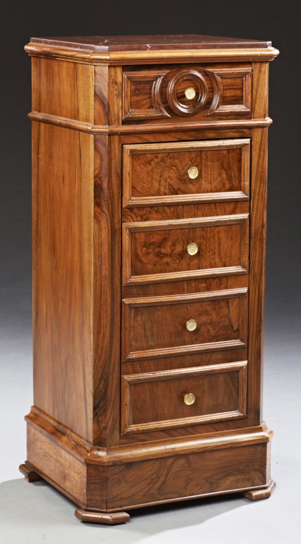 French Louis Philippe Style Carved Walnut Marble Top (1 of 1)