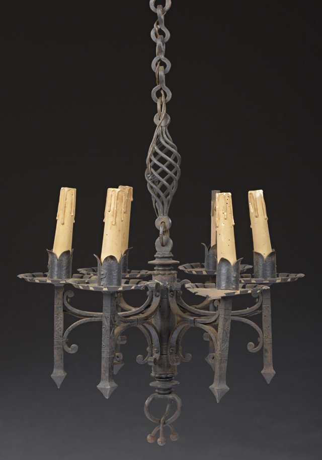 French Medieval Style Wrought Iron Six Light (1 of 1)