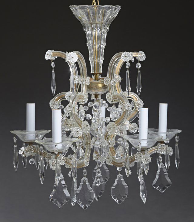 Louis XV Style Cut Glass and Brass Five Light (1 of 1)