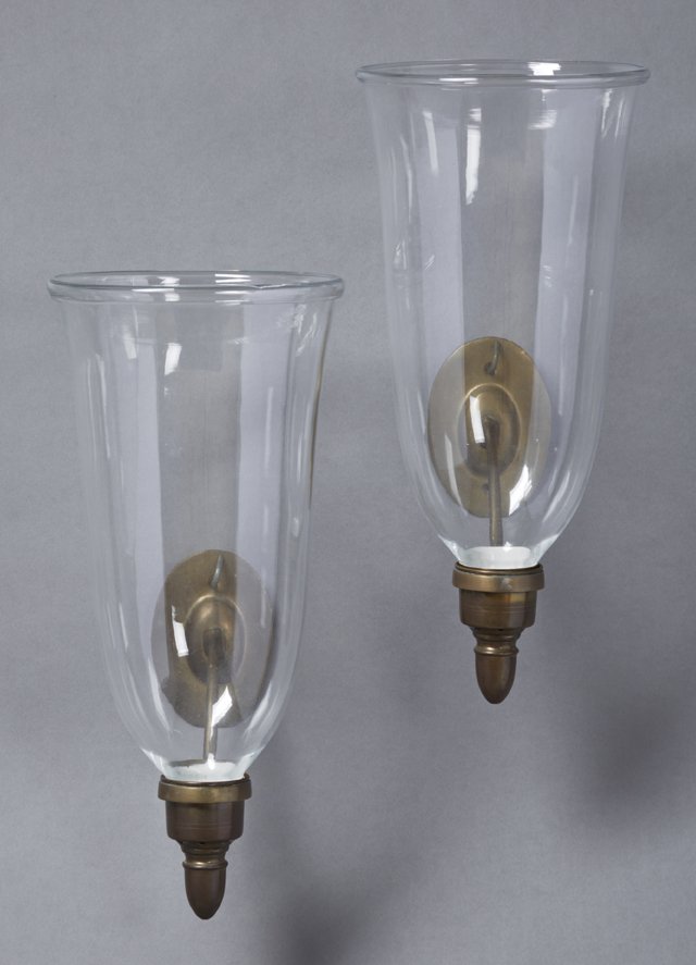 Pair of Brass and Glass Candle Sconces, 20th c., with (1 of 1)