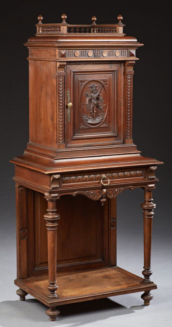 French Henri II Carved Walnut Cupboard on Stand, c. (1 of 1)