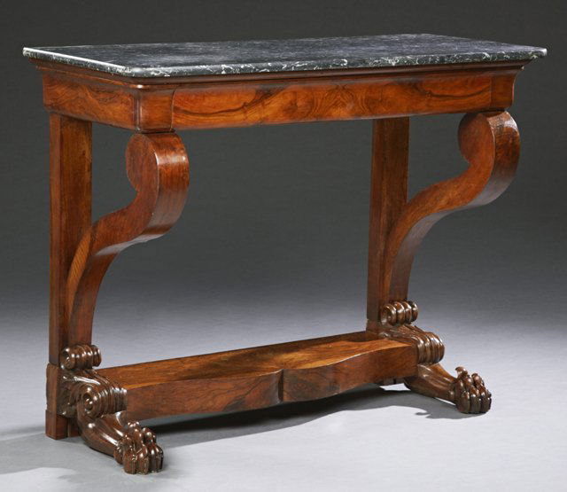 French Louis Philippe Carved Walnut Marble Top Console (1 of 1)
