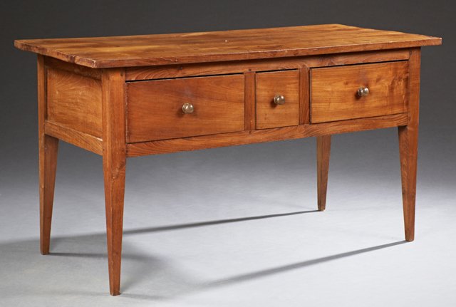 French Provincial Carved Cherry Writing Table, 19th c., (1 of 1)