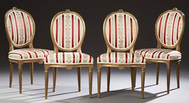 Set of Four Louis XVI Style Gilt Upholstered Medallion (1 of 1)