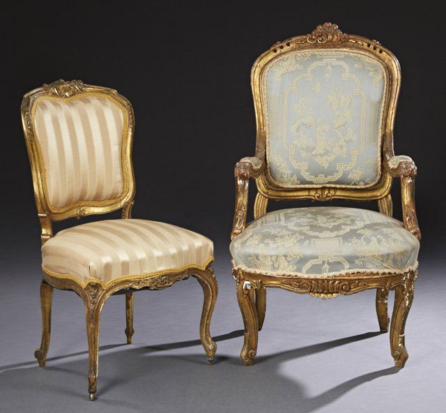 Two French Louis XV Style Carved Giltwood Parlor (1 of 1)
