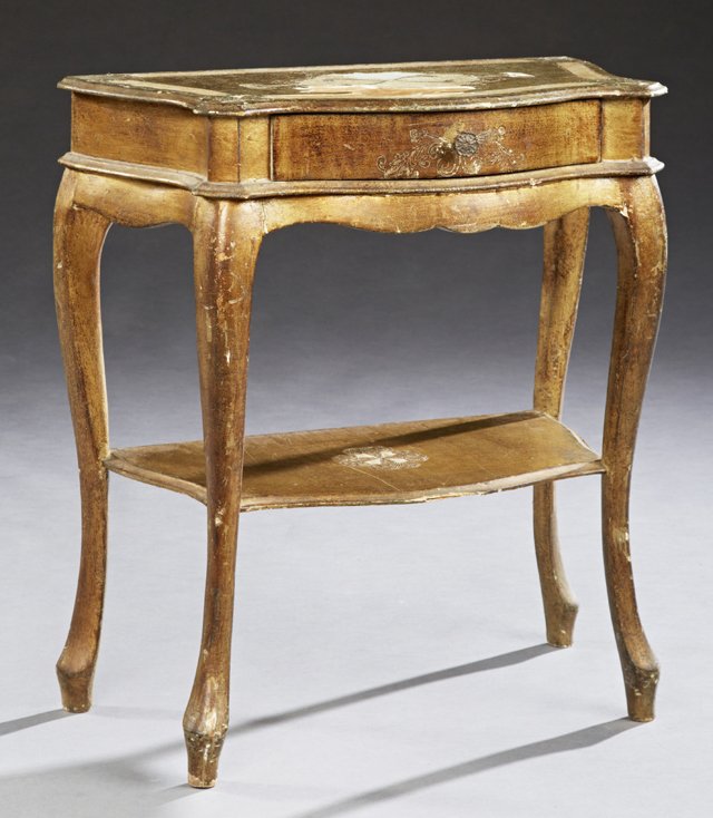 Italian Florentine Style Gilt Decorated Bowfront Side (1 of 2)