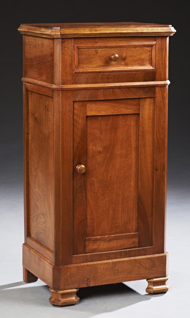 French Louis Philippe Style Carved Walnut Nightstand, (1 of 1)