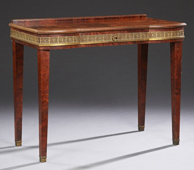 French Burled Walnut Ormolu Mounted Console Table, c. (1 of 1)
