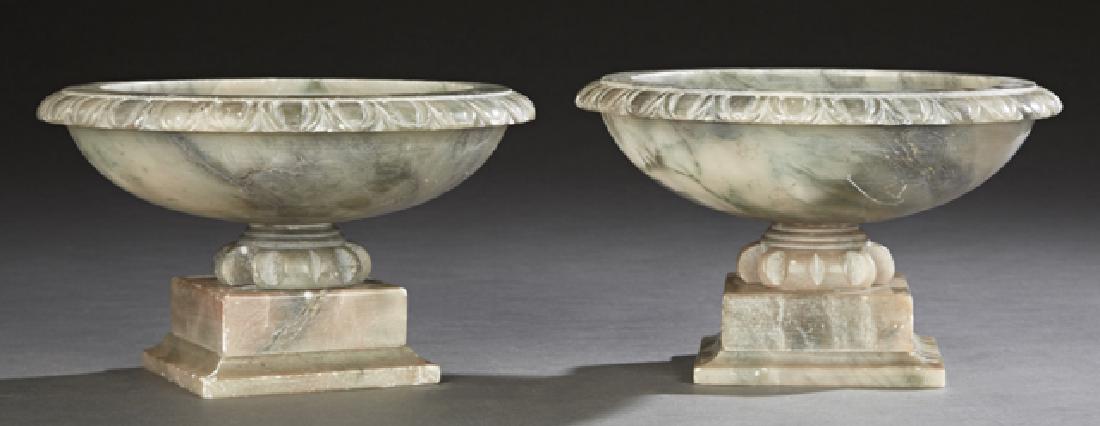 Pair of Carved Alabaster Campana Form Coupes, 19th c., (1 of 1)
