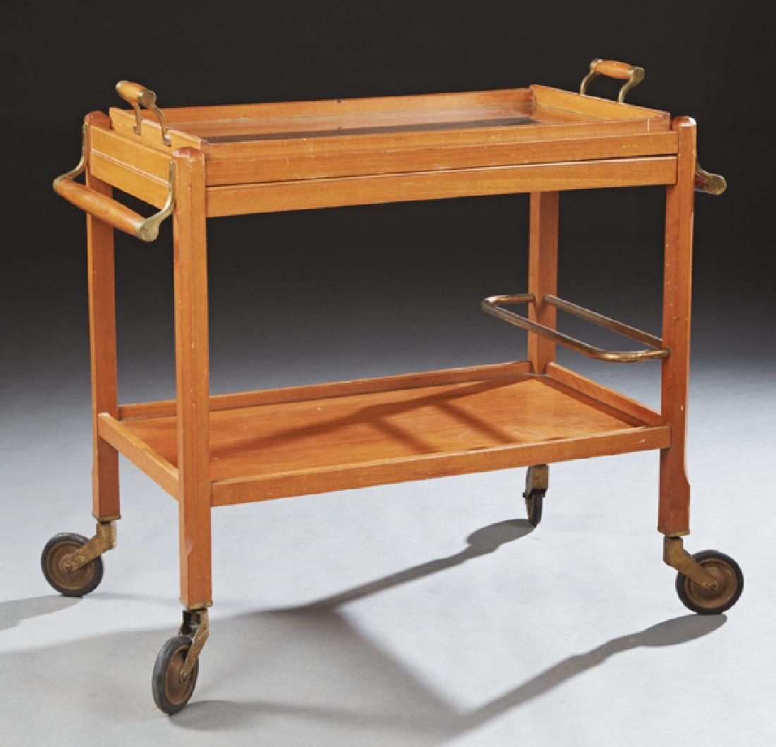 French Two Tier Carved Cherry Dessert Cart, 20th c., (1 of 1)