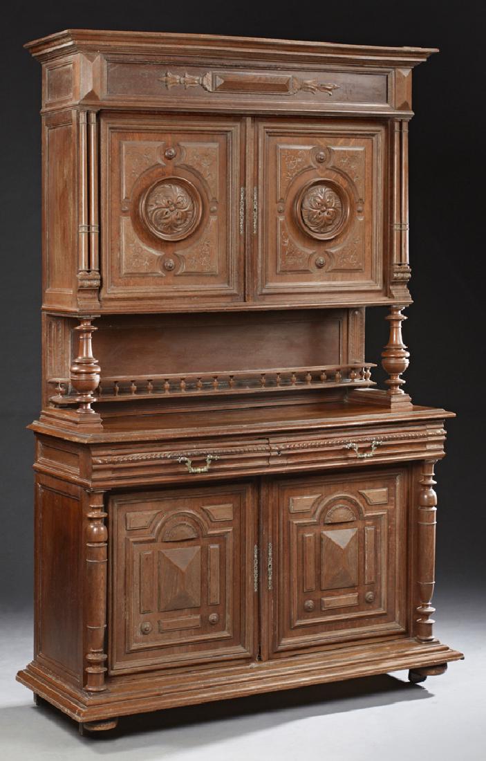 French Henri II Style Carved Oak Buffet a Deux Corps, (1 of 1)