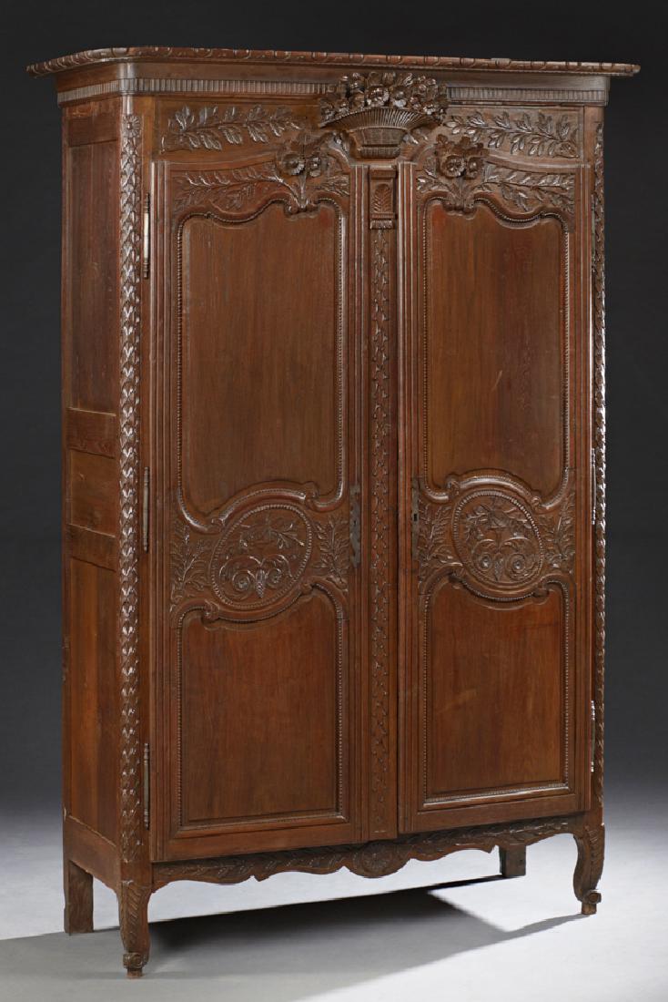 French Louis XV Style Carved Oak Wedding Armoire, 19th (1 of 1)