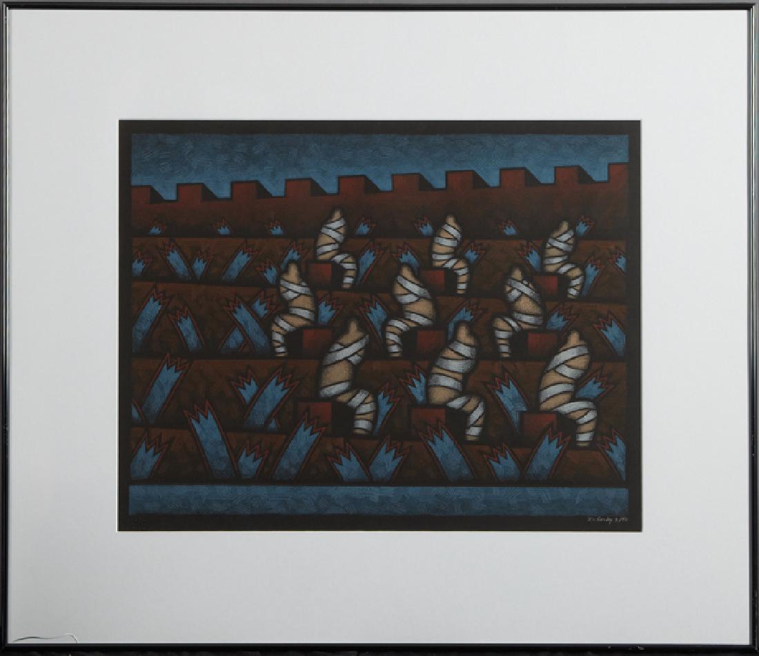 Robert "Bob" Gordy (1933-1986), "Ramparts," silkscreen,: Robert "Bob" Gordy (1933-1986), "Ramparts," silkscreen, 9/40, signed and numbered l.r., framed, H.- 20 1/2 in., W.- 26 3/8 in.