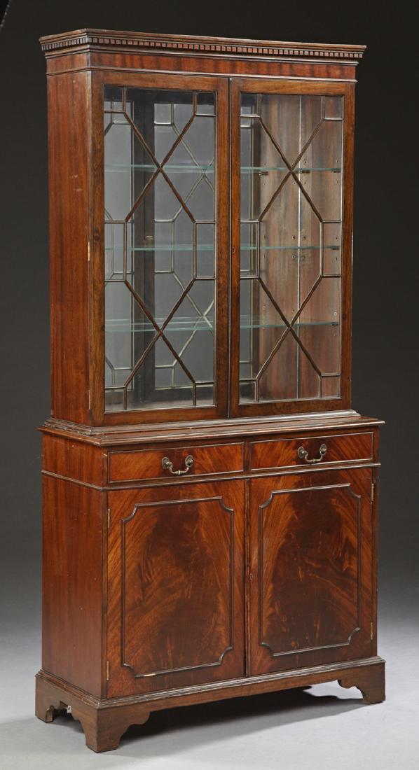 Georgian Style Carved Mahogany Bookcase Cupboard, 20th (1 of 1)