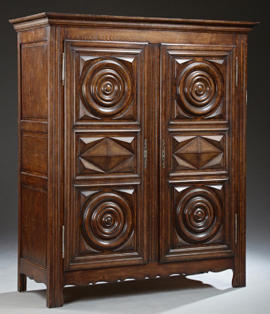French Louis XIII Style Carved Oak Armoire, 20th c., (1 of 1)